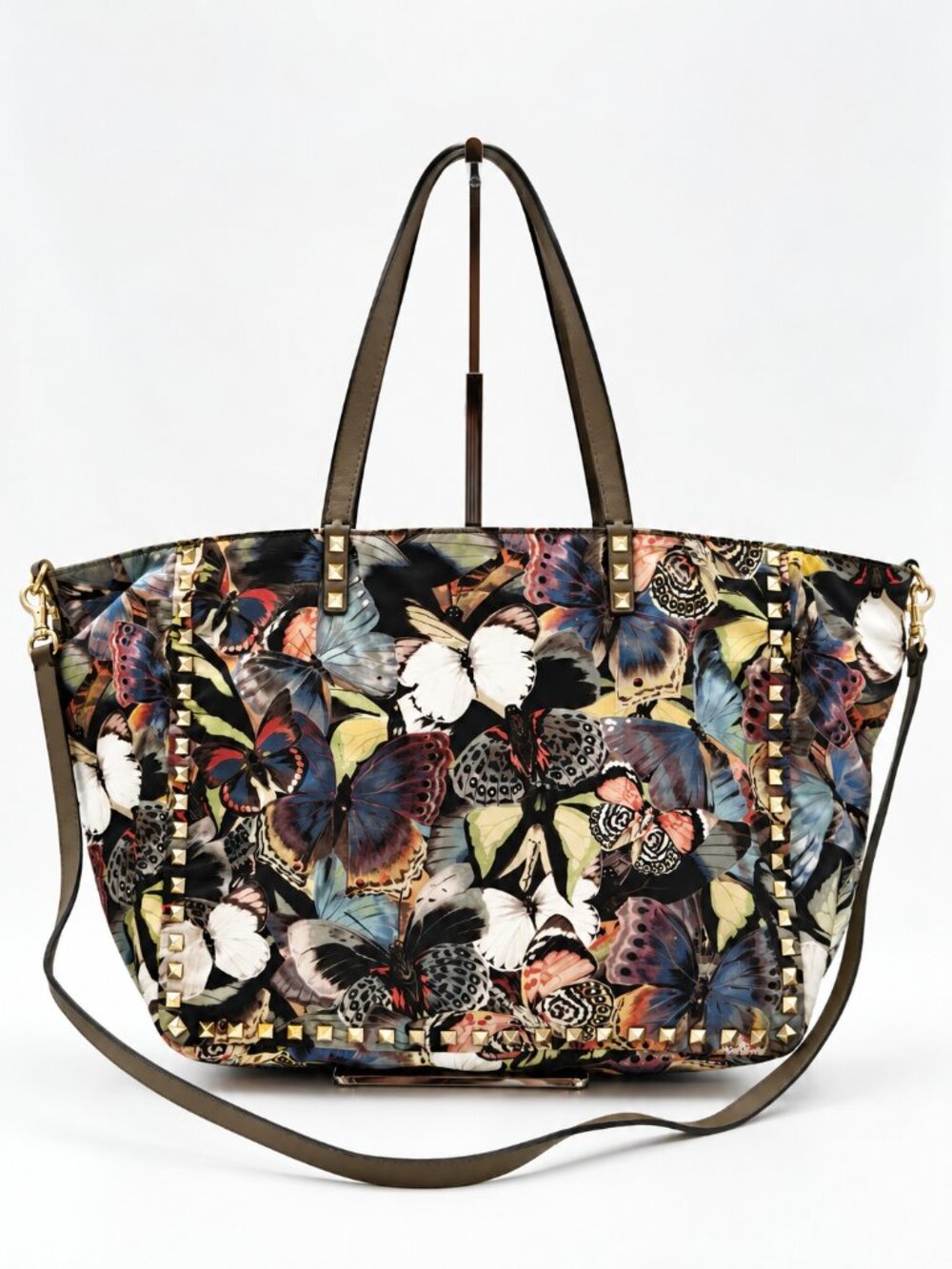 Rare Valentino Garavani Rockstud Reversible Tote Bag Camo Butterfly Print Large